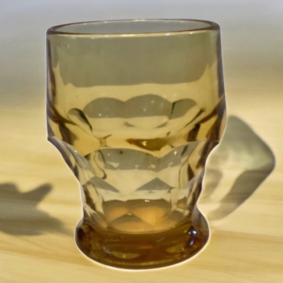 Vintage Amber Glass Georgian Honeycomb 4” Glasses Tumblers  MCM Juice Set Of 6 - Picture 5 of 8